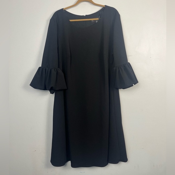 Betsy & Adam Women's Plus Size Bell-Sleeve A-Line Dress size 20W Black - Picture 2 of 9